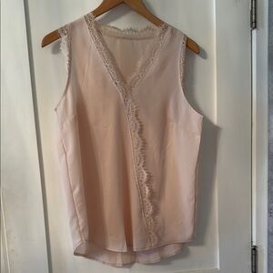 Elegant Pink Lace Trim Blouse